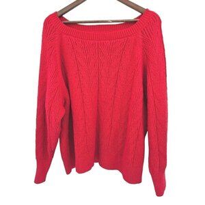 Old Navy Cable Knit Sweater 2X 22 24 Pullover Drop Sleeve Barbiecore Hot Pink